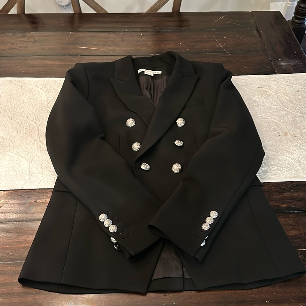 Veronica Beard Miller Dickey Jacket.  Black with silver buttons.  Size 12.